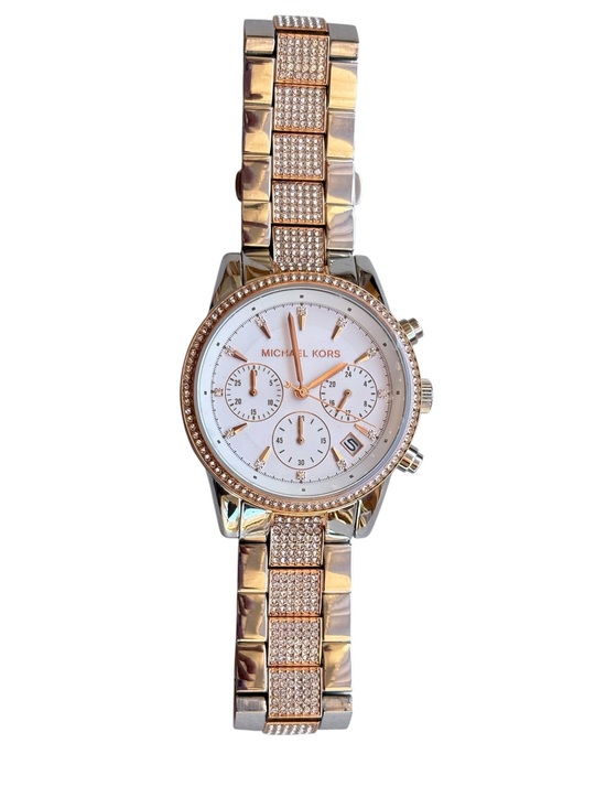 Michael Kors Accessories - MICHAEL KORS Two-Tone Gold and Silver Crystal Chronograph Watch